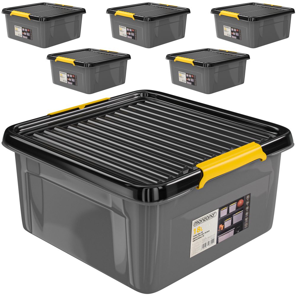 Aufbewahrungsbox 6er-Set Grau/Anthrazit 39x39x16cm stapelbar