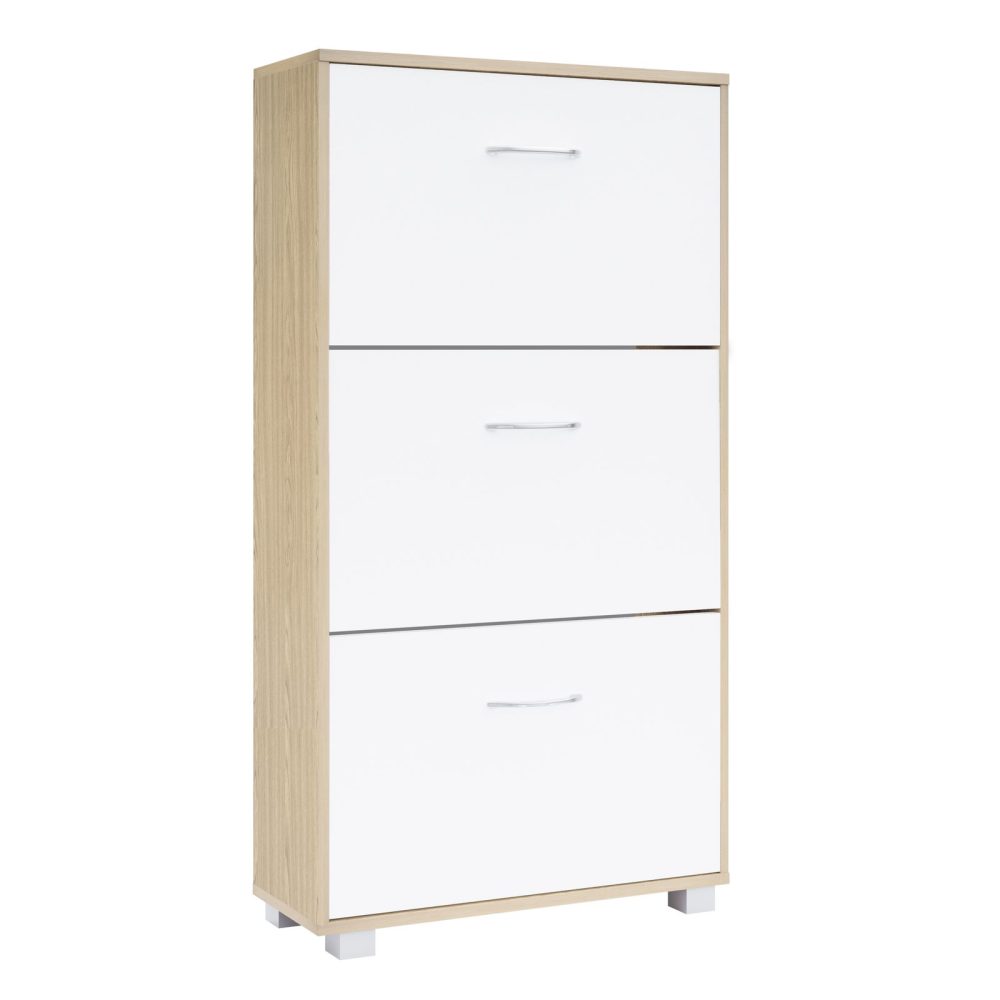 Schuhschrank Eiche/Weiß 115x60x24cm