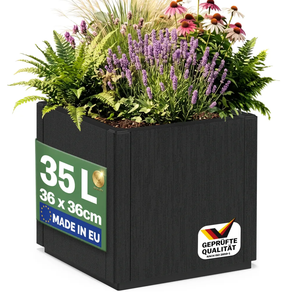 Blumentopf Ethica Anthrazit Kunststoff 36x36x35cm