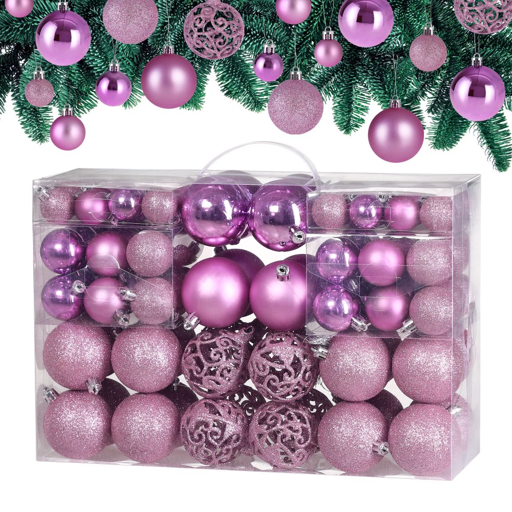 Weihnachtskugeln Rosa 100-tlg in matt, glänzend & glitzernd