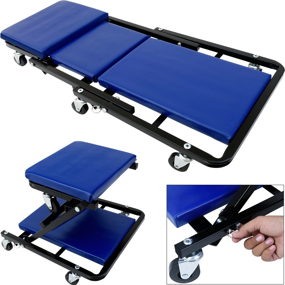 Kfz-Montageliege Rollbrett Blau 92x44x12cm umbaubar