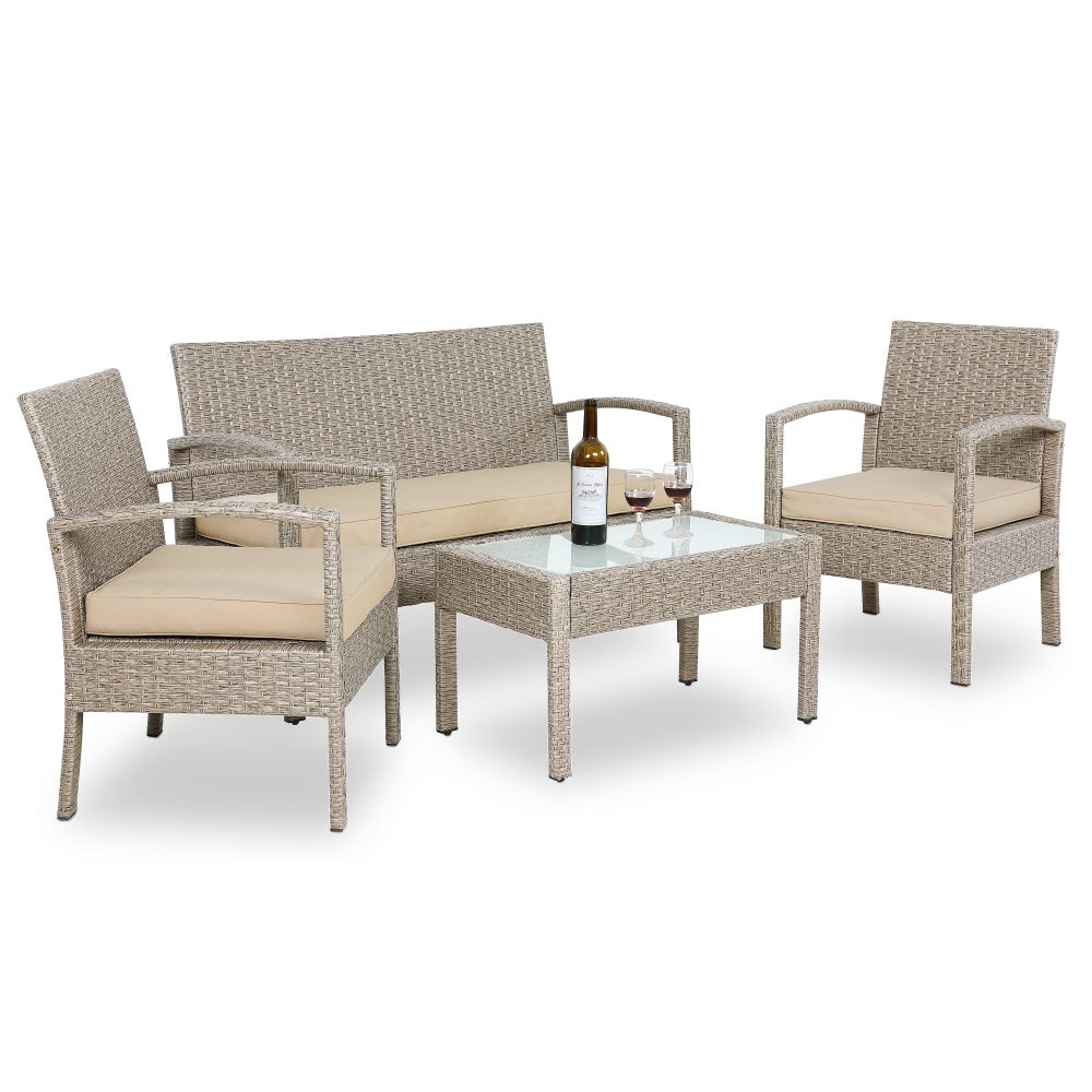 Polyrattan Garten-Sitzgruppe 4-tlg Creme