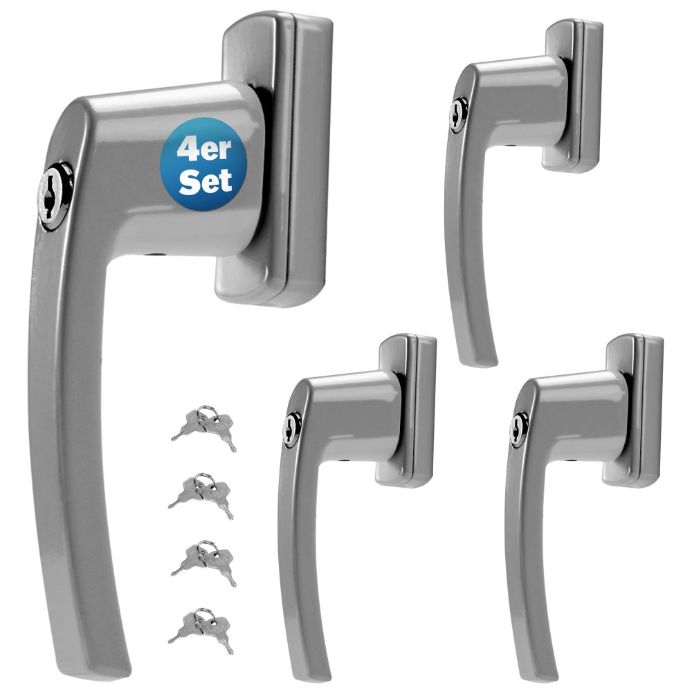 Fenstergriff 4er-Set Silber abschließbar