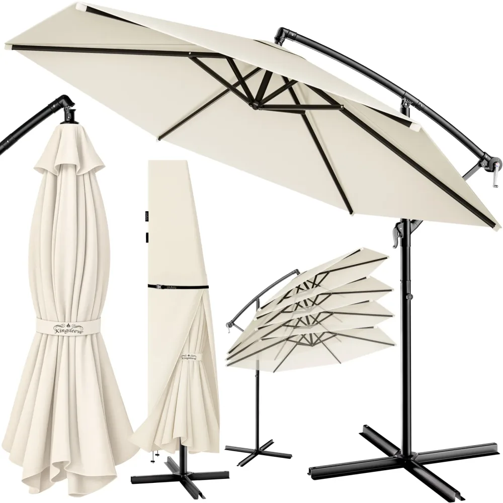 Ampelschirm Creme Ø330cm Alu UV 50+ Kurbel & Fußkreuz