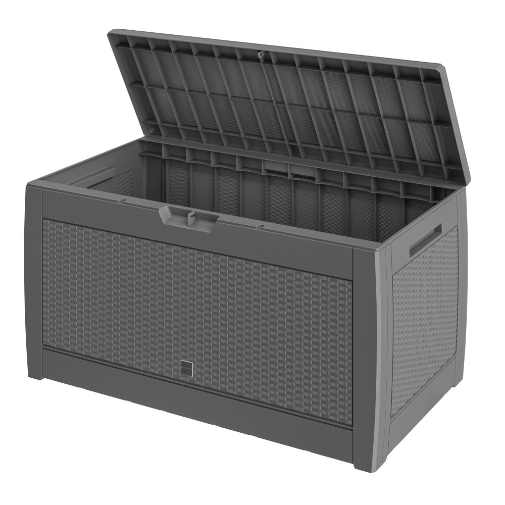 Gartenbox Rato 310L Grau Rattan Optik wasserdicht