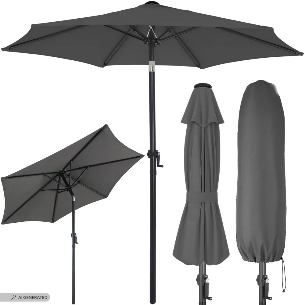 Sonnenschirm Fiji Anthrazit Ø200cm UV-Schutz 80+ mit Kurbel
