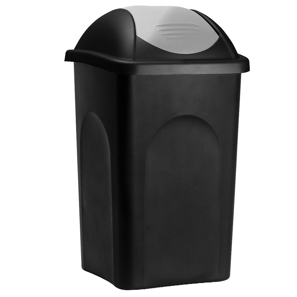 Mülleimer Schwarz/Silber Kunststoff  60L