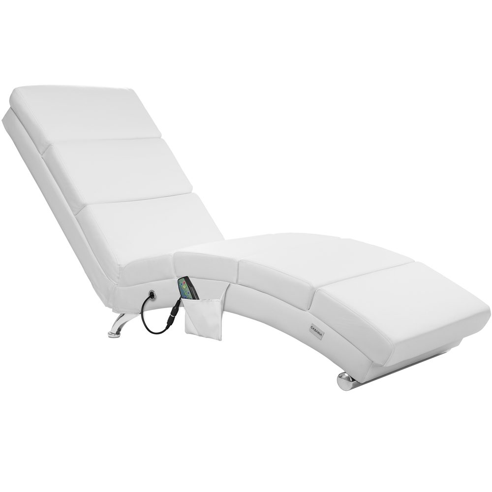 Relaxliege London Weiß mit Massage- & Heizfunktion