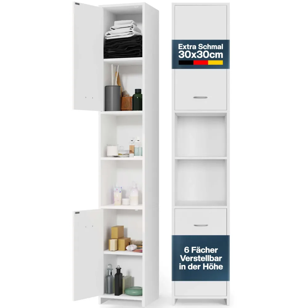 Badezimmerschrank Weiß 180x30x30cm