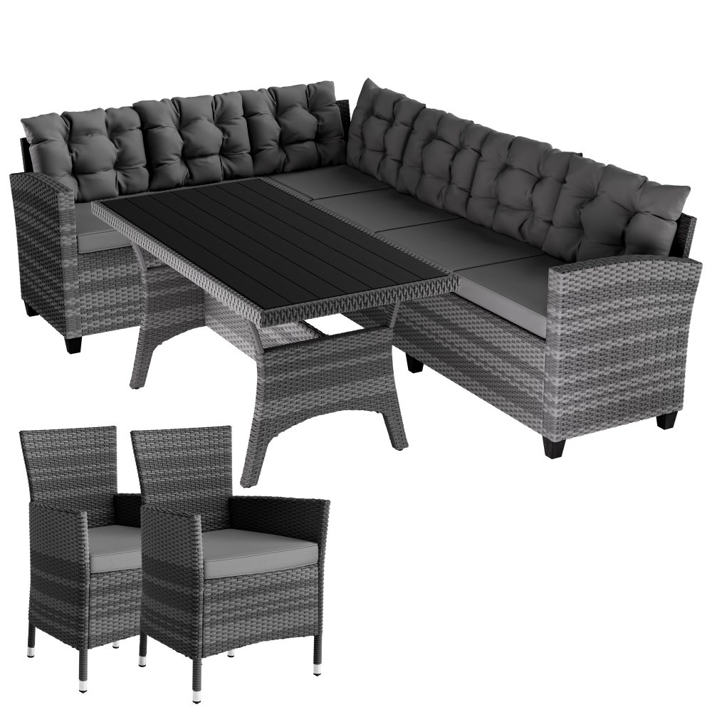 Polyrattan Ecklounge Lissabon Grau/Anthrazit inkl 2 Stühlen