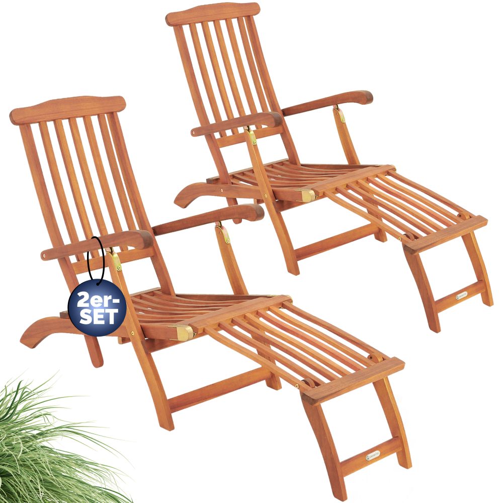 Gartenliege 2er-Set FSC®-zertifiziert Akazie klappbar 160kg belastbar