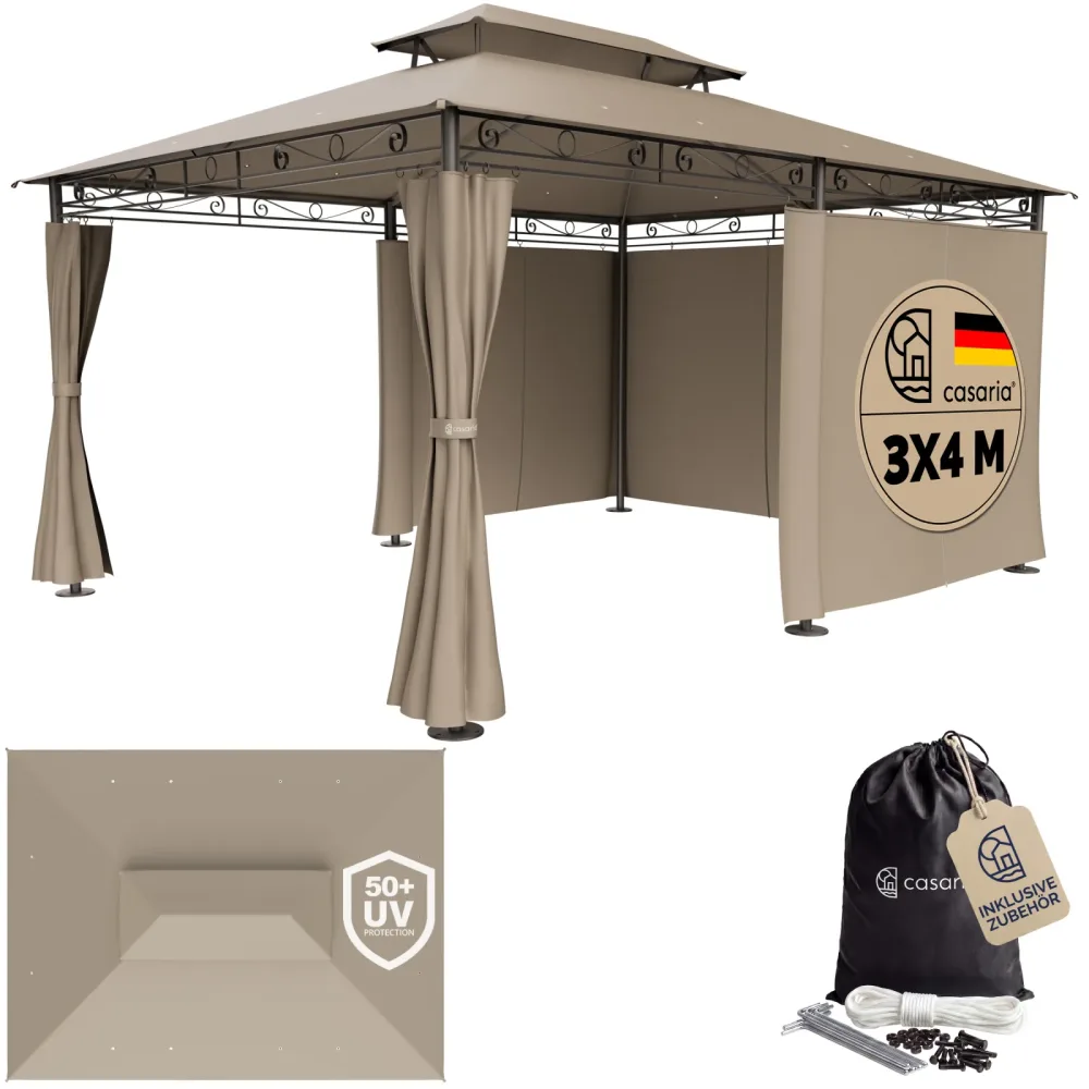 Pavillon Topas Taupe 3x4m UV-Schutz 50+