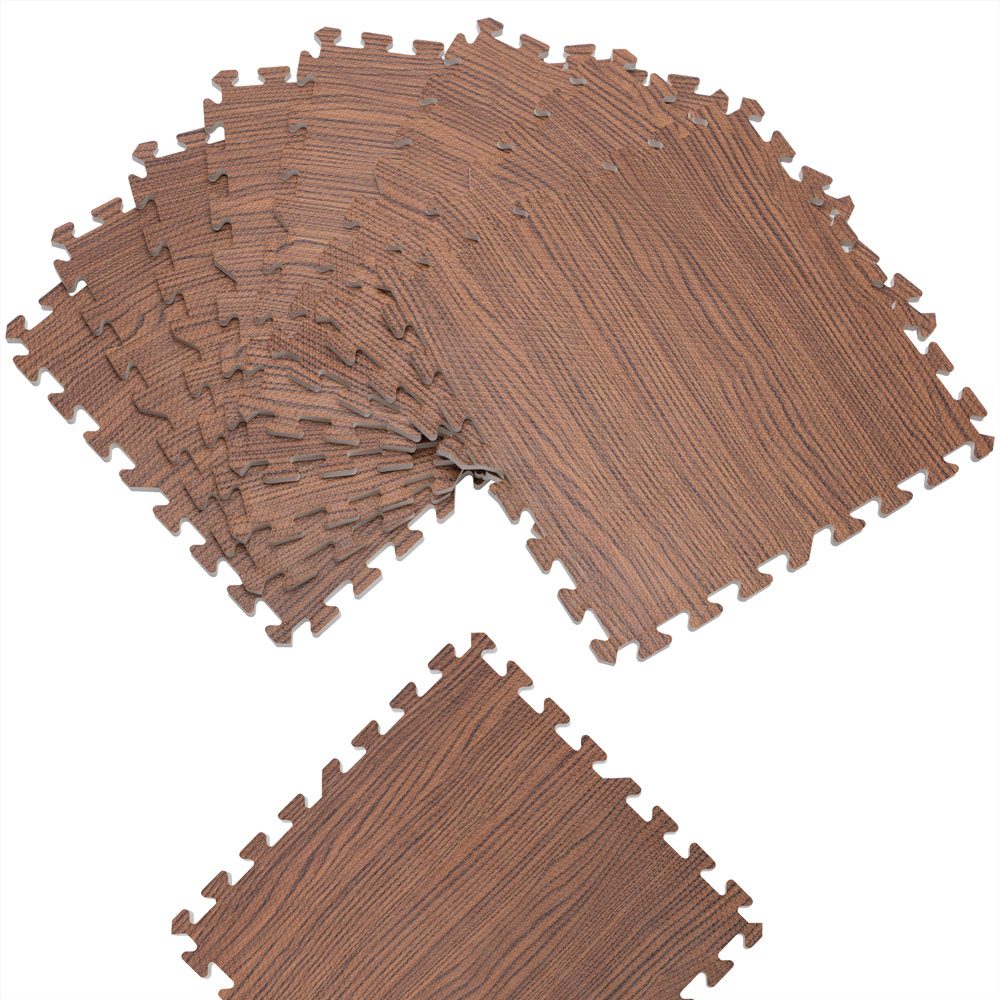 Bodenschutz-/Puzzlematten 8-tlg Braun Holzoptik