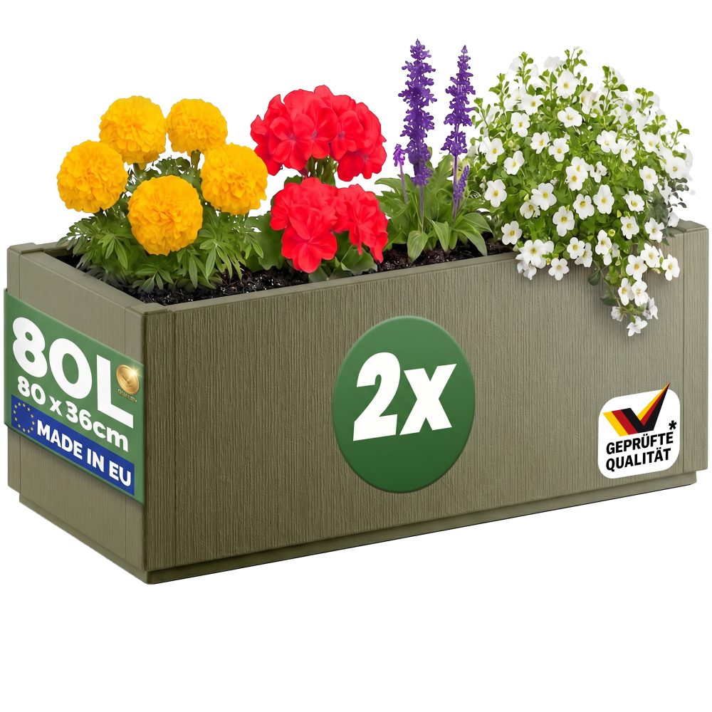 Blumentopf Ethica 2er-Set Olivgrün Kunststoff 80x36x36cm