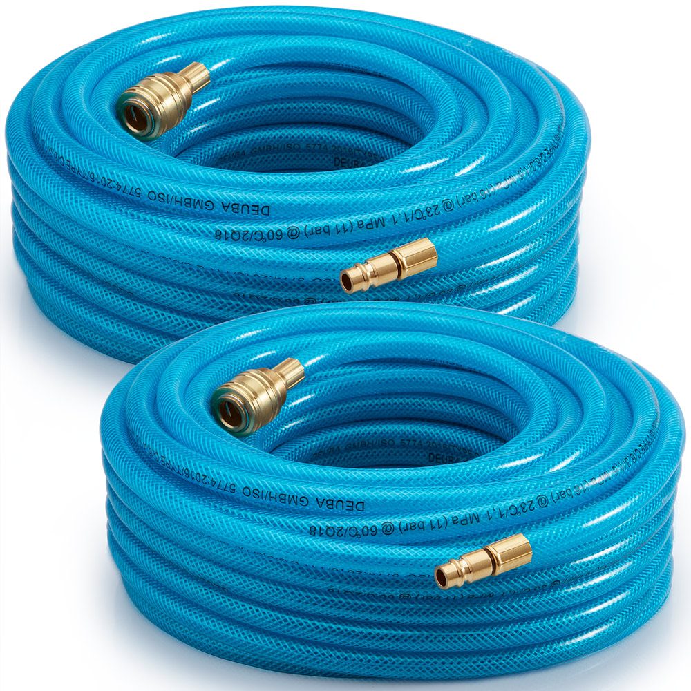 Druckluftschlauch 2er-Set 15m Schnellkupplung/Stecker