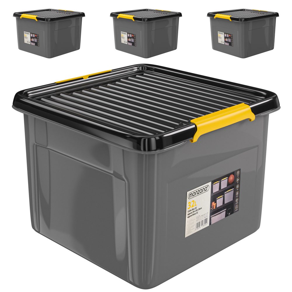Aufbewahrungsbox 4er-Set Grau/Anthrazit 39x39x26cm stapelbar