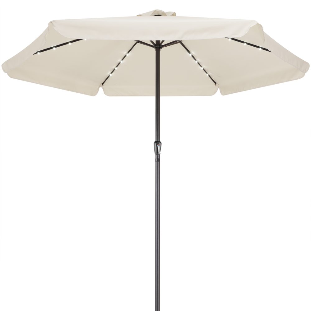 LED Solar Sonnenschirm Athen Creme Ø330cm UV-Schutz 80+