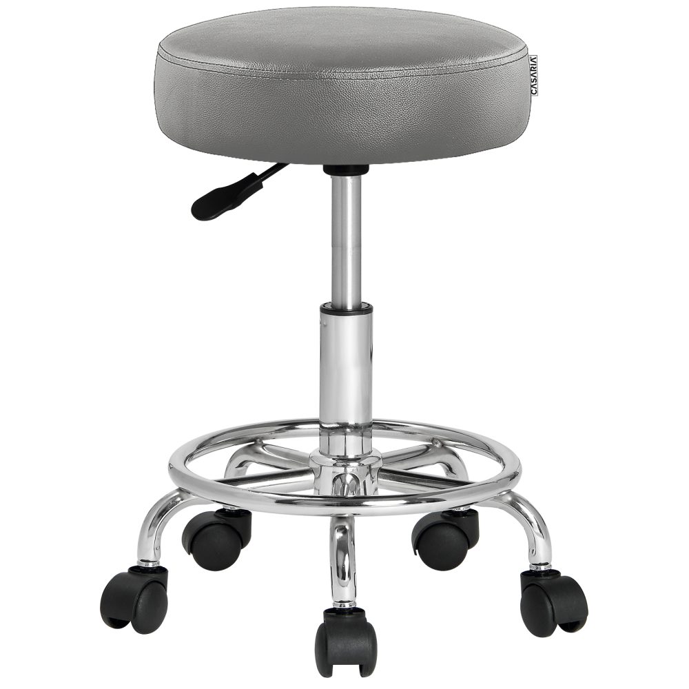 Rollhocker Kunstleder Grau 360° drehbar Fußablage