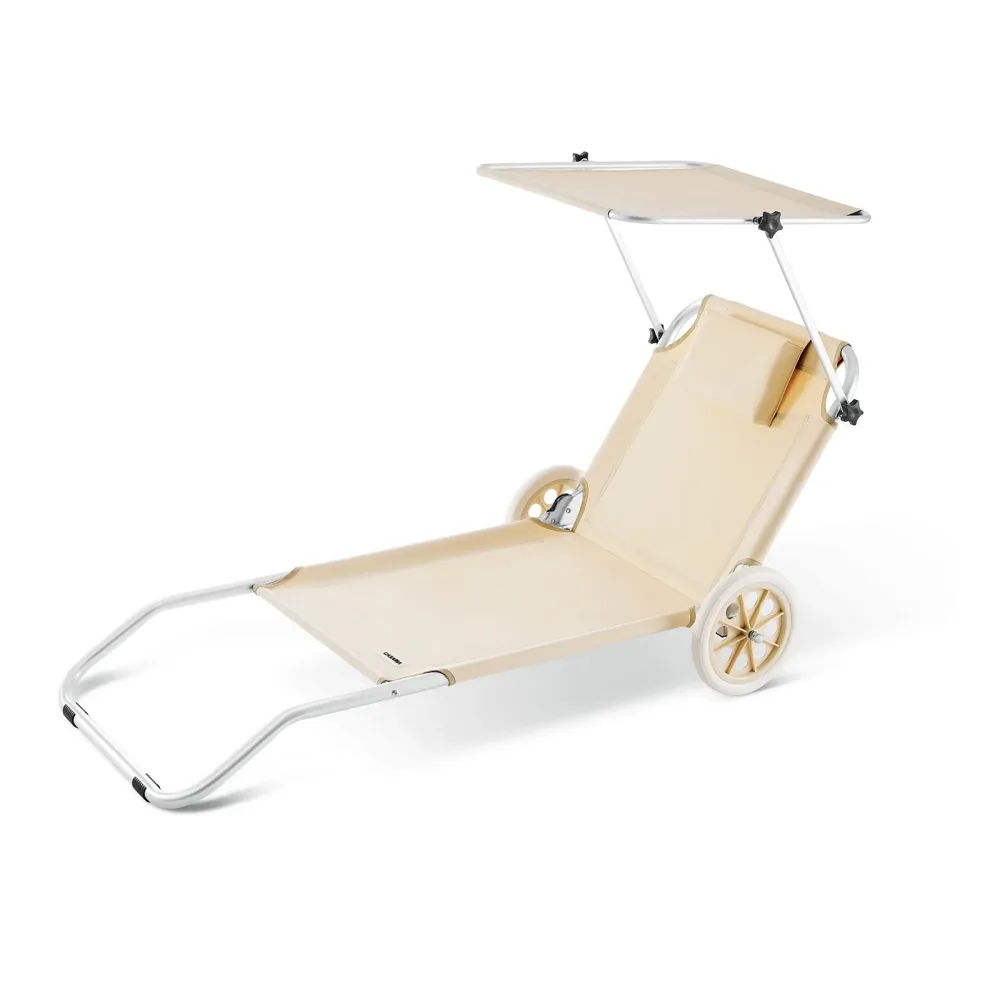 Gartenliege Kreta Beige Alu mit Rollen
