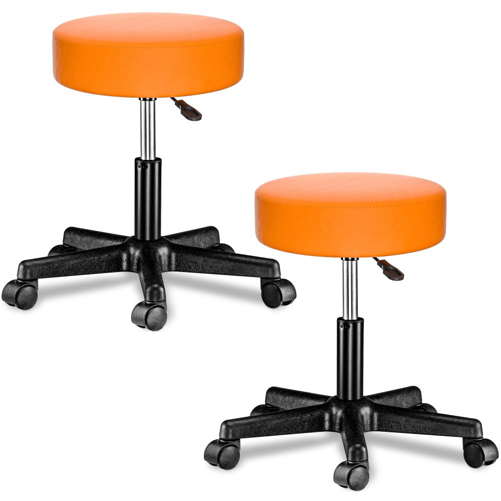 Rollhocker Kunstleder 2er-Set Orange 360° drehbar