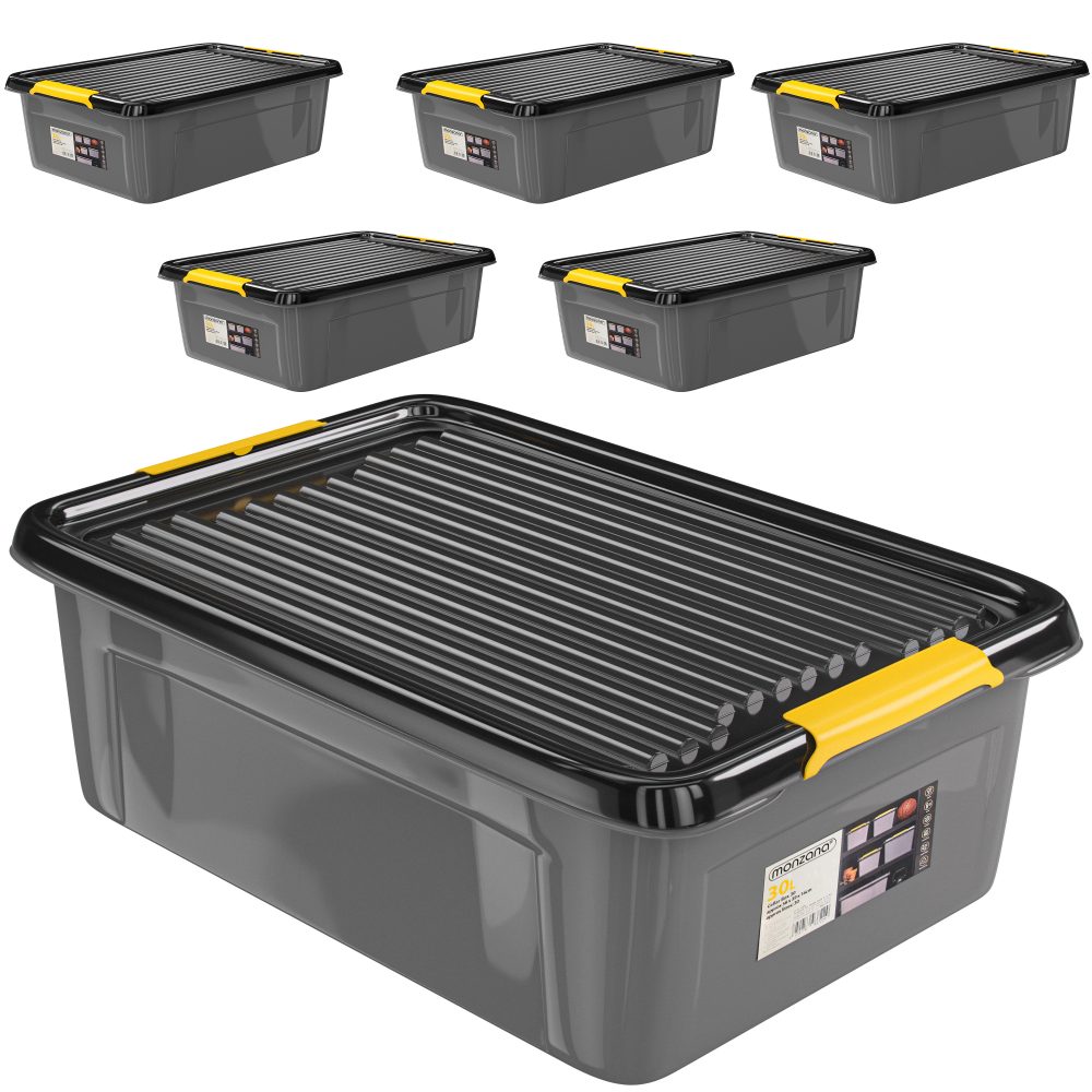 Aufbewahrungsbox 6er-Set Grau/Anthrazit 58x39x16cm stapelbar