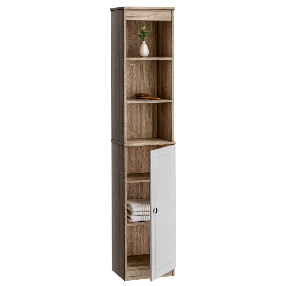 Badezimmerhochschrank Braun/Weiß 170x34x26cm