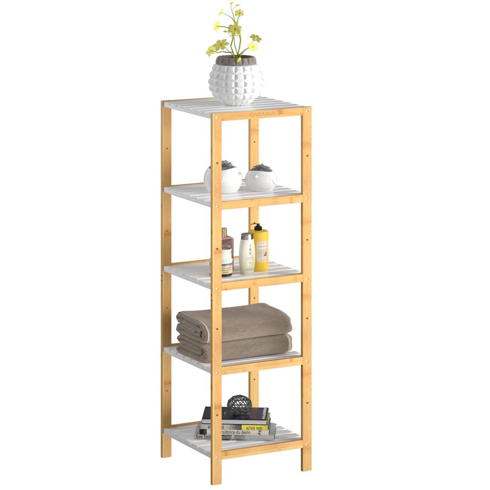 Standregal Bambus Weiß 140x33x34cm