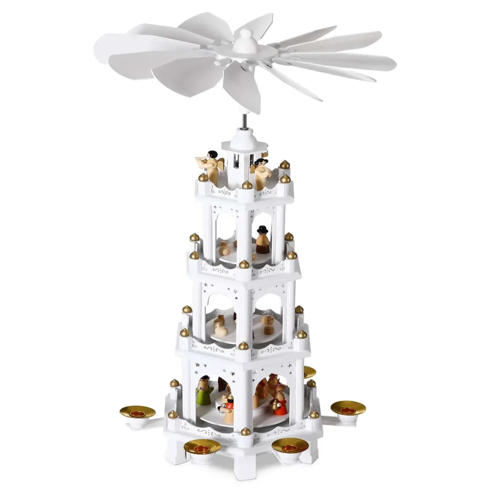 Weihnachtspyramide XL Weiß 60x20x20cm