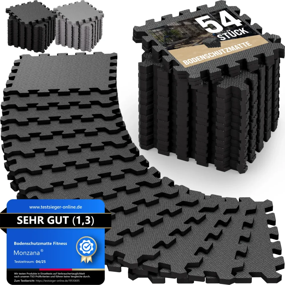 Bodenschutz-/Puzzlematten 54er-Set Schwarz 264x175x1cm