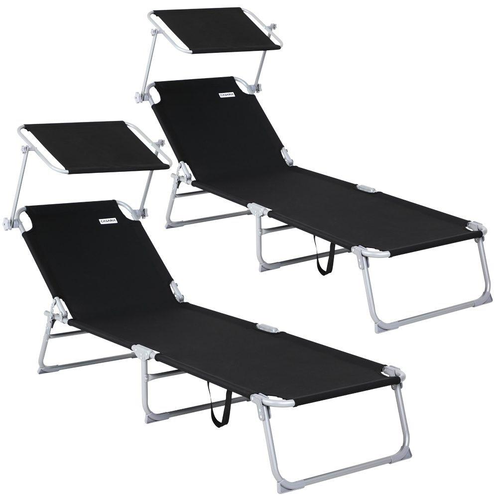 Gartenliege Hawaii 2er-Set Anthrazit Alu 190x60x30cm