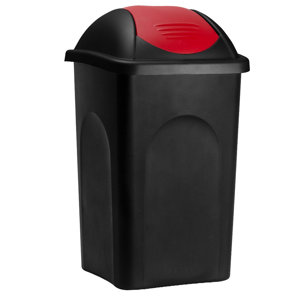 Mülleimer Schwarz/Rot Kunststoff 60L