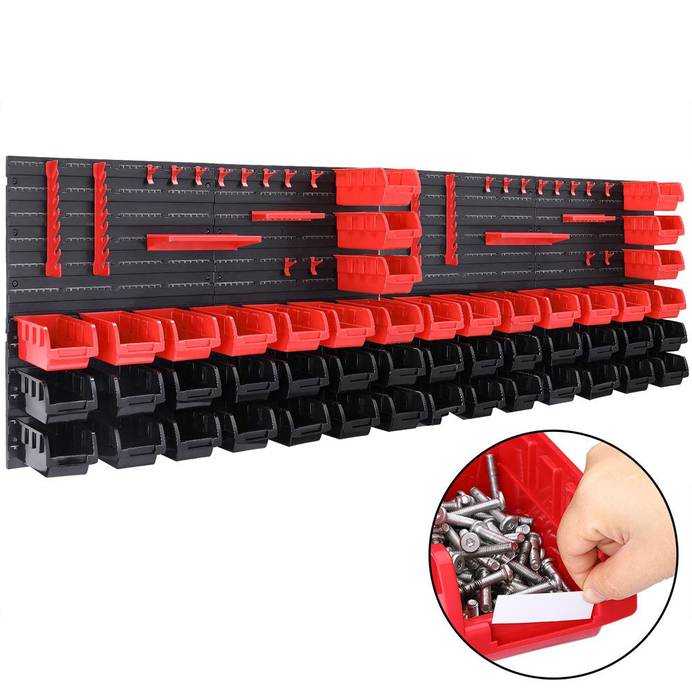 Werkzeugwand Schwarz/Rot 2er-Set Stapelboxen/Werkzeughalter