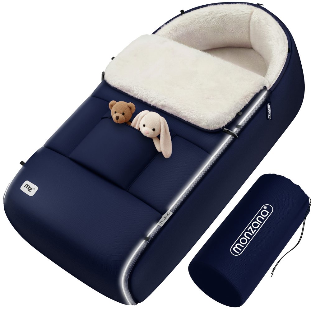 Babyfußsack Marine gefüttert Kinderwagen geeignet