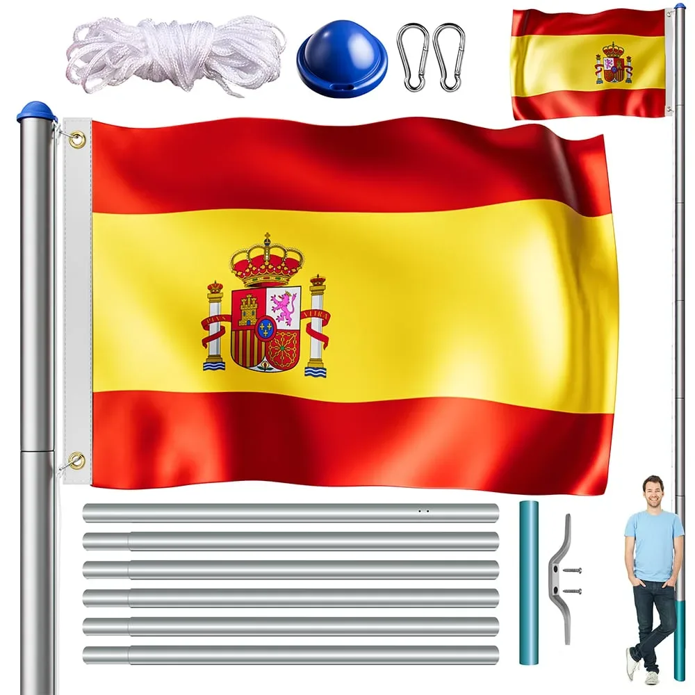 monzana® Fahnenmast Alu 650cm inkl Spanien-Flagge