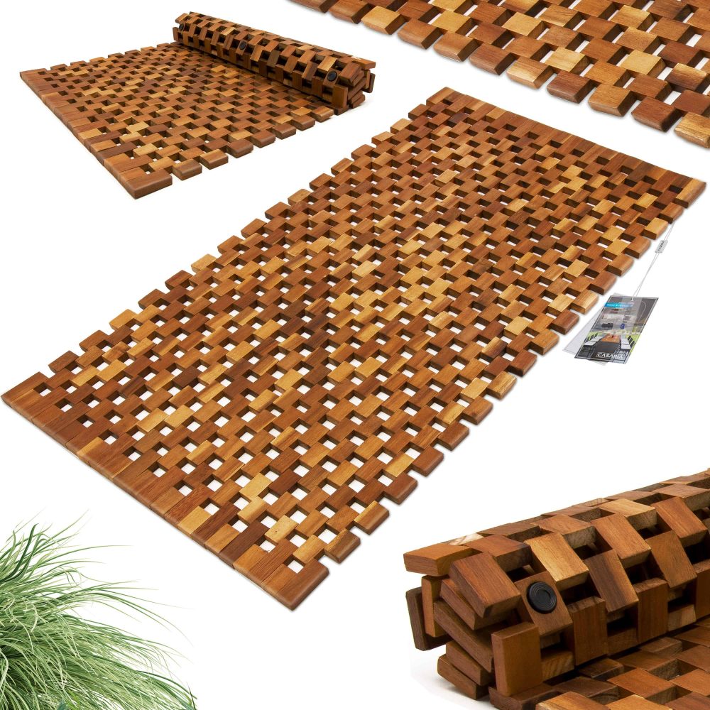 Badvorleger Holz 80x50cm FSC®-zertifiziertes Akazienholz Gummistopper