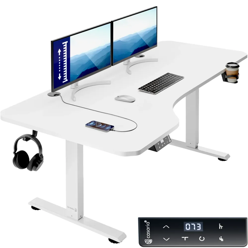 Höhenverstellbarer Schreibtisch Weiß 160x75x73-118cm