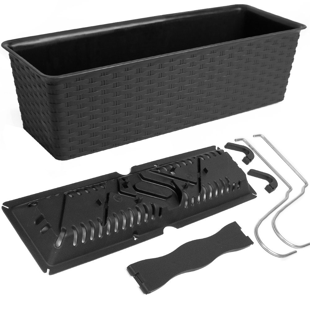 Balkonkasten Ratolla Anthrazit 39x16x14,5cm Bewässerungssystem