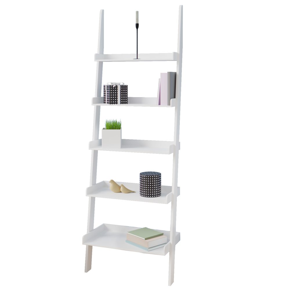 Leiterregal Treppenregal Weiß 180x64x37cm