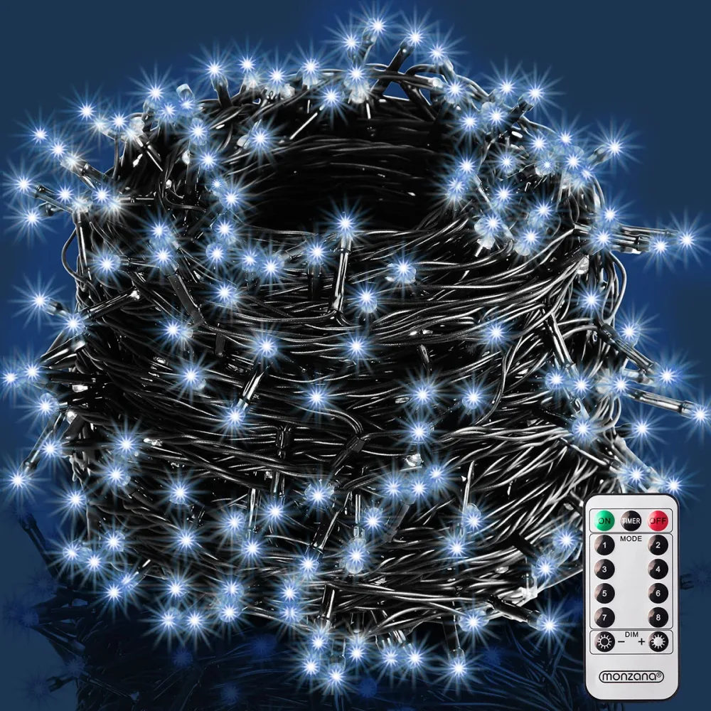 Lichterkette Weihnachten Kaltweiß 60m Fernbedienung