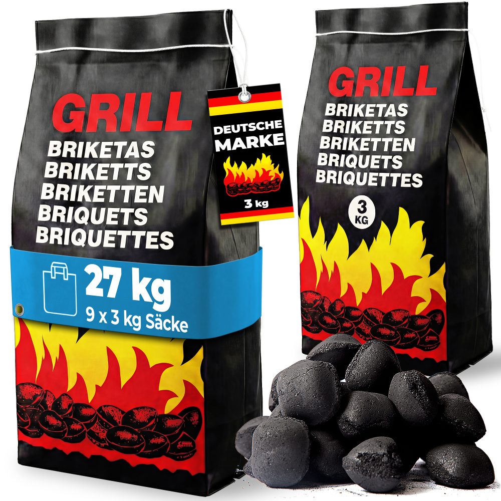 Holzkohlebriketts 9er-Set je 3kg
