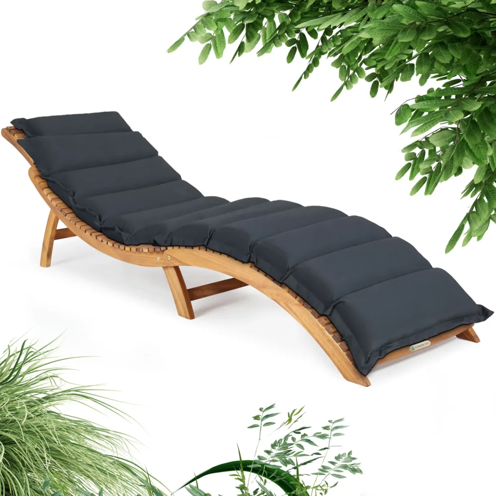 Faltbare Gartenliege Akazie FSC®-zertifiziert inkl Auflage Anthrazit