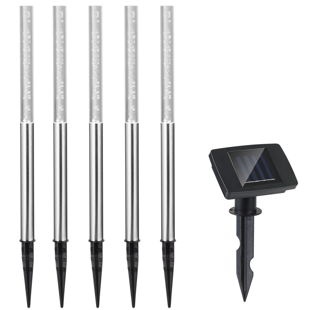 LED Solar Steckleuchte 5er-Set Weiß