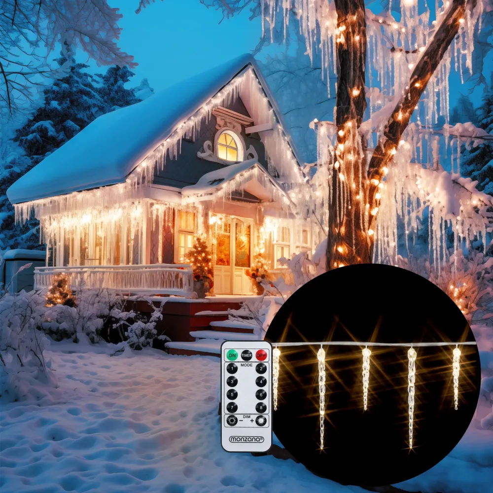 Lichterkette Eiszapfen Warmweiß 10,5m