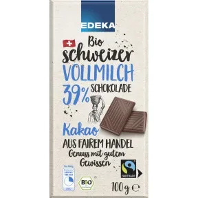 EDEKA Bio Vollmilchschokolade 39% Fairtrade 100G
