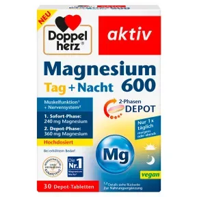 Doppelherz Magnesium 600 Tag + Nacht 2 Phasen-Depot 30ST