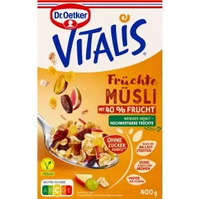 Dr.Oetker Vitalis Früchtemüsli ohne Zuckerzusatz vegan 400G