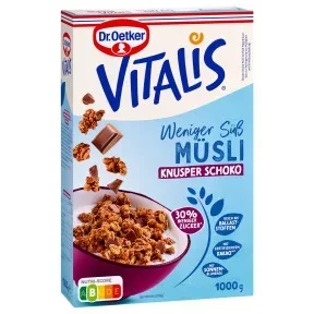 Dr.Oetker Vitalis Knuspermüsli Schoko weniger süß 1KG