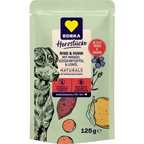 EDEKA Naturals Dog Rind und Huhn mit Süßkartoffeln,Mango und Leinöl 125g 125.000