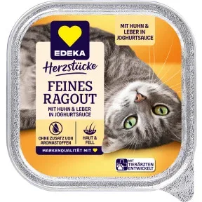 EDEKA Herzstücke Feines Ragout mit Huhn & Leber in Joghurtsauce 100G