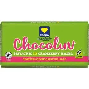 EDEKA Herzstücke Chocoluv Pistazie Cranberry Haselnuss Weiß 15G